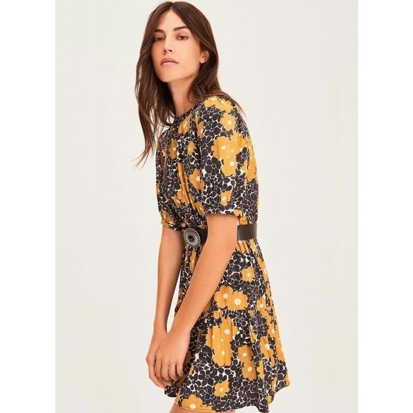 ba&sh NWT Robe Bonie In Color Curry Belt Not Included Retro Floral Print - Picture 2 of 16